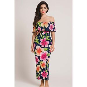 Dress Off Shoulder Sleeveless Maxi Suimiki FLORAL Women's WOMAN'S Size Medium